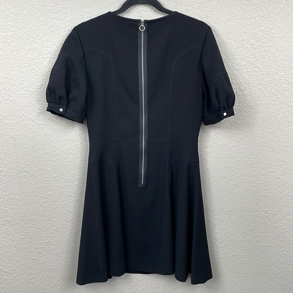 Marc by Marc Jacobs Irving Crepe Zip Front Mini Dress Black Puff Sleeve Sz 6 - Picture 7 of 15